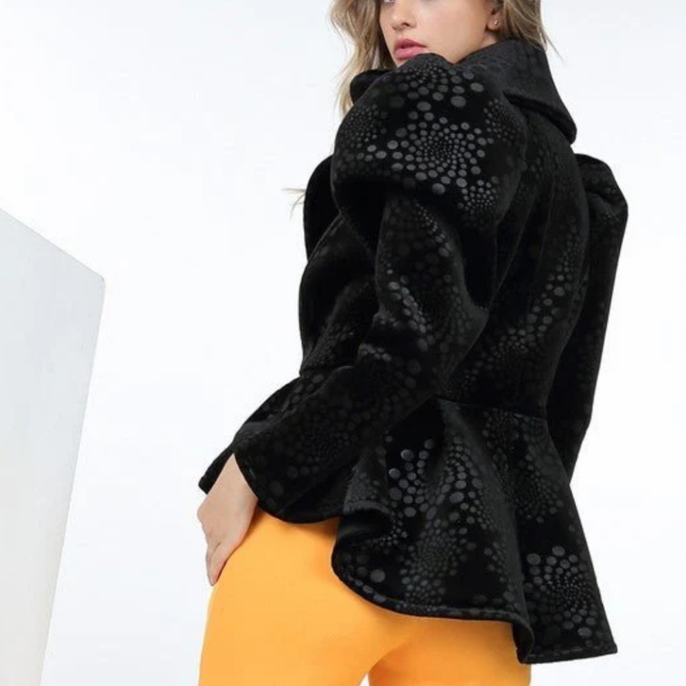 structured Black Patterned Women's Jacket